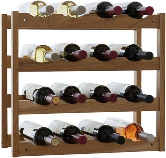 Relaxdays Relaxdays wine rack, 16 bottles, walnut, HWD: 38 x 42 x 21 cm, wine holder for red & white wine, natural