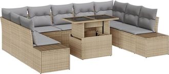 vidaXL Vidaxl - Garden Sofa Set 10 pcs Beige and light grey 100 x 55 x 73 cm