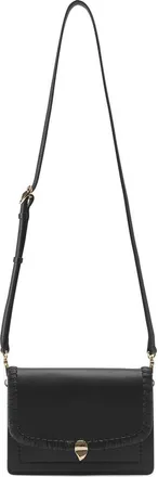 Helen Kaminski Dauphine Raffia Trim Leather Crossbody Bag in Black/Charcoal at Nordstrom Rack