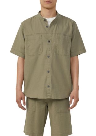 s.Oliver Kurzarmhemd S.OLIVER, Herren, Gr. XL, N-Gr, gr&uuml;n, Web, Obermaterial: 60% Baumwolle, 40% Leinen, unifarben, regular fit taillenbedeckt, Hemden Kurzarmh