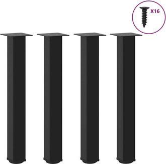 vidaXL Gambe Per Tavolo Consolle 4 Pz Nere 72-74 Cm In Acciaio - Vidaxl
