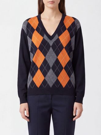 Semicouture Maglia in lana vergine a rombi con scollo a V