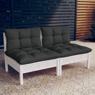 vidaXL Vidaxl - Sof&aacute; De Jard&iacute;n 2 Plazas Con Cojines Madera Pino Gris Antracita