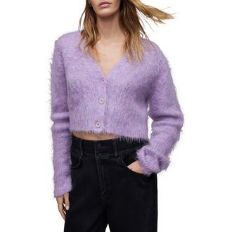 AllSaints Wick Crop Cardigan in Lilac Haze at Nordstrom Rack, Size X-Small