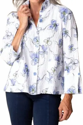 Habitat Long Sleeve Floral Jacket In Blue & White