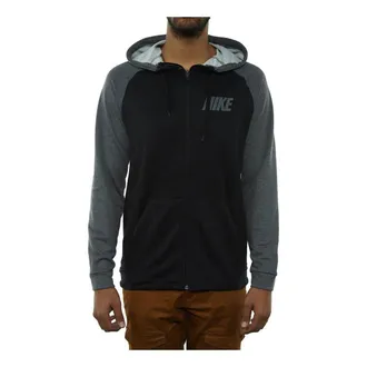 Nike Lightweight Full Zip Fleece Hoodie Black Grey 931792-010