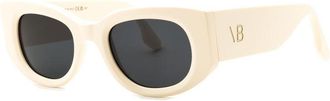 Victoria Beckham Sunglasses Oval Full Rim, Ivory Frame And Blue Lens Vb654S103