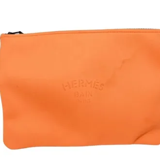Herm&egrave;s Orange Canvas Pouch (Pre-Owned)