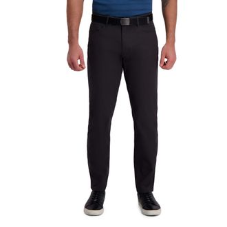Haggar Mens The Active Series Slim Fit Flat Front Pant, Lead, 34W x 30L