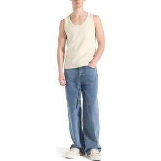 Mani&egrave;re De Voir Justin Ribbed Cotton Vest in Cream at Nordstrom, Size X-Large