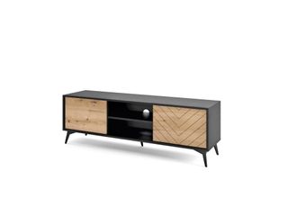 AKL FURNITURE Mueble para TV efecto madera Crema y Negro