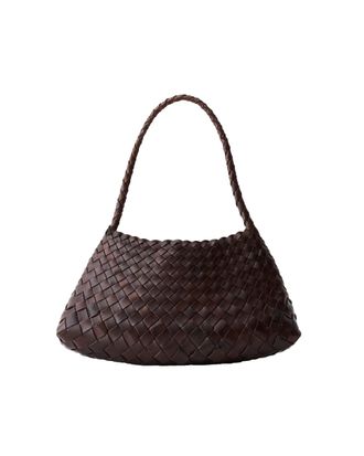 Dragon Diffusion Rosanna Dark Brown Handwoven Leather Baguette Bag