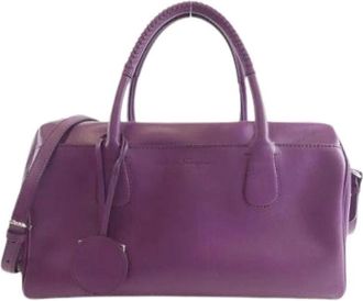 Ferragamo Pre-owned Handbags, male, Purple, Size: ONE SIZE Pre-owned Calf Shoulder Bag 21E969