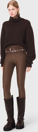 Maje Jersey Leggings - Dark Brown - Maje
