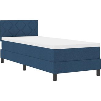 vidaXL Box Spring Bed with Mattress Blue 80 x 200 cm Fabric Vidaxl
