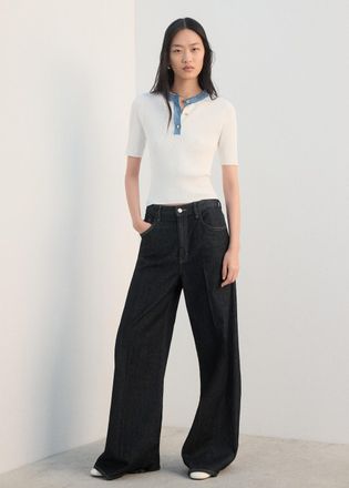 Mango Maglia con collo a contrasto e bottoni bianco sporco - Donna - XS - MANGO