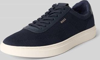 HUGO BOSS Low Top Sneaker mit Echtleder-Besatz Modell KIERAN in Marine, Gr&ouml;&szlig;e 40