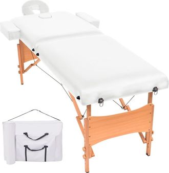 vidaXL Camilla De Masaje Plegable De 2 Secciones 10 Cm De Grosor Color Blanco 020001866