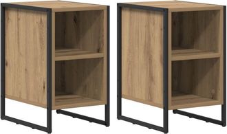 vidaXL Mesa De Noche 2 Pcs Roble Artesanal 39.5 X 30 X 50 Cm Vidaxl