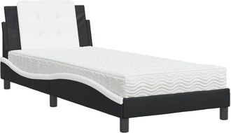 vidaXL Cama Con Colch&oacute;n Cuero Sint&eacute;tico Negro Y Blanco 90x190 Cm Vidaxl