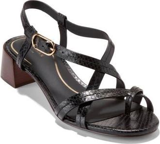 Cole Haan Dillion Slingback Sandal in Black Glossy Snake Print at Nordstrom, Size 9.5