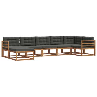 vidaXL Conjunto De Sof&aacute;s De Exterior 7 Pcs Natural Y Antracita Vidaxl