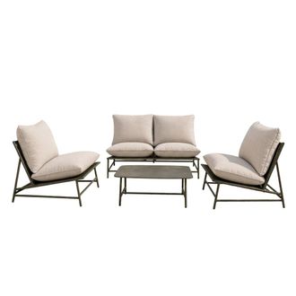 Kactus Republic Conjunto de jard&iacute;n con estructura de aluminio color beige