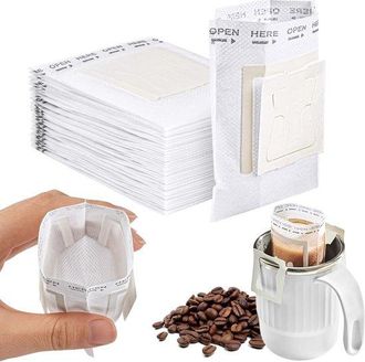 OEM Allecto Plus, Bolsas De Papel Port&aacute;tiles Para Filtros De Caf&eacute;, 40 Unidades, Bolsas Desechables Con Gotero, La Oficina, Viajes Y Camping, Blancas