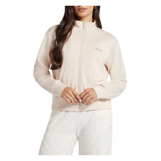 Guess Hoodies & sweatvesten, Dames, Roze, M, Polyester, Hoge hals Full Zip Sweatshirt Gelsey