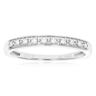 Vir Jewels 1/10 cttw Lab Grown Diamond Wedding Band in Sterling Silver For Women
