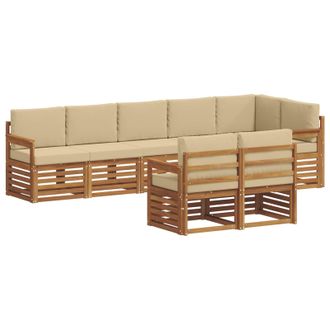 vidaXL Conjunto De Sof&aacute;s De Exterior 8 Uds. Natural Y Beige Poli&eacute;ster Vidaxl