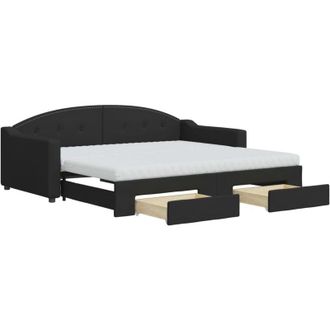 vidaXL Vidaxl - Sof&aacute; Cama Nido Con Cajones Tela Negro 90x190 Cm