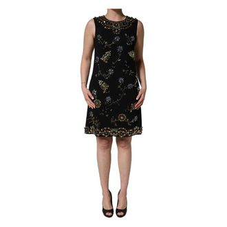 Dolce & Gabbana Sleeveless Floral Bead-Embellished Dress - female - Dolce & Gabbana - Short Dresses - Black - XS - Dresses