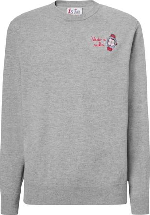 MC2 Saint Barth Que 0010 Trui - Heren - Ronde hals truien - Grijs - XL - Wol - Truien & Vesten