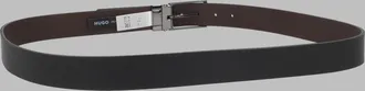 HUGO BOSS Mens Leather Belt Gruffy Black Cow Hide