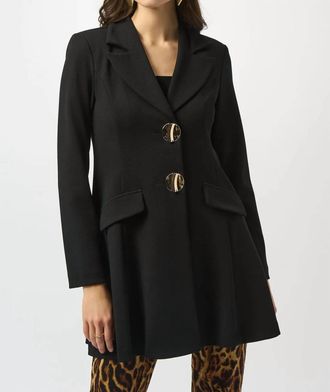 Joseph Ribkoff Notched Collar Fit And Flare Coat In Black