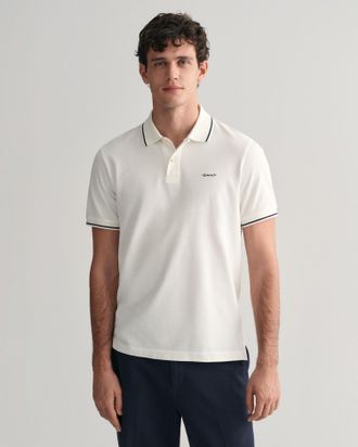 GANT Poloshirt GANT TIPPING SS PIQUE POLO, Herren, Gr. 4XL, weiss (wei&szlig;), Jersey, Obermaterial: 100% Baumwolle, Shirts Poloshirt