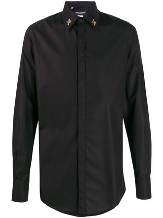 Dolce & Gabbana classic shirt - men - Cotton/Brass/Crystal - 37 - Black