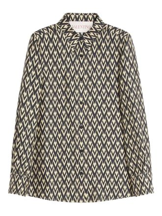 Valentino Garavani Toute La V twill shirt - women - Silk - 40 - Black