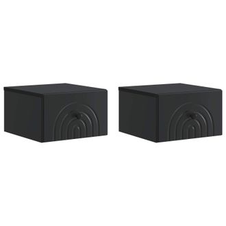 vidaXL Mesita De Noche De Pared 2 Pcs Negro 33 X 34,5 X 20 Cm Vidaxl
