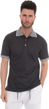 Kiton Polo shirt met clip sluiting en contrast - Heren - Polos - Zwart - M - Katoen - Tops