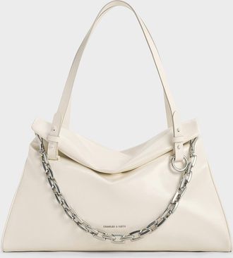 Charles & Keith Andromeda Chunky-Chain Trapeze Tote Bag