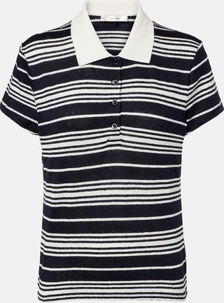 Frame Denim Striped linen-blend polo shirt