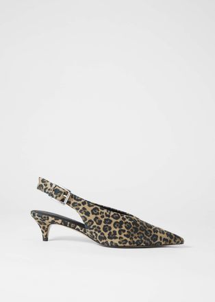 & Other Stories Leather Slingback Kitten Heels - Orange