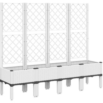 vidaXL Jardinera Con Enrejado Pp Blanco 160x40x142 Cm Vidaxl