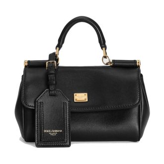 Dolce & Gabbana Tassen, Dames, Zwart, ONE Size, Leer, Kleine Sicily Handtas