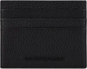 Emporio Armani Kaarthouder van getrommeld leer - Heren - Portefeuilles - Zwart - ONE Size - Leer - Accessoires
