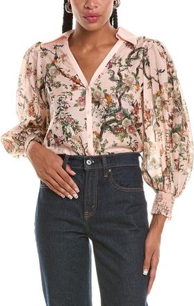 Alice & Olivia Alice + Olivia Charis Button Silk-Blend Blouse