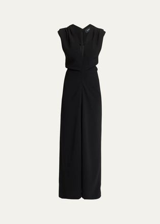 Proenza Schouler Geraldine Plunging Double Crepe Sleeveless Maxi Dress