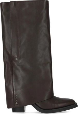 Ash Gespikkelde leren laars met hak - Dames - Cowboylaarzen - Bruin - 40 EU - Leer - Schoenen
